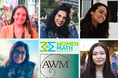 composite photo of 2021 Dartmouth AWM exec board: Kayla Hamann ’22, Paola Karapataki ’22, Lizzie Hernández-Videa ’22, Jenny Song ’23, and Sonal Butala ’22.