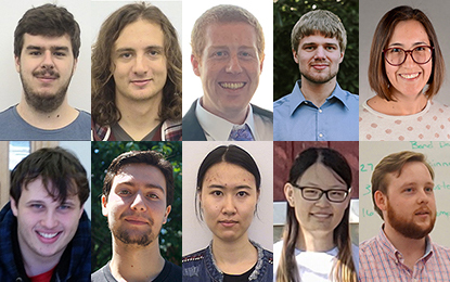 composite photo of Richard Haburcak, Matt Jones,Sam Tripp, Grant Molnar, Juanita Duque-Rosero, Jonathan Lindbloom, Yanbing Gu, Kathy Lin, Matthew Ellison, and Ben Adenbaum