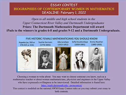 poster for Essay Contest 'Biographies of Contemporary Women in Mathematics'