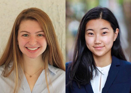 composite photo of 2021 Dartmouth undergraduate Math Essay Contest winners, left to right: Katherine Lasonde ’23 and Yangyang Li ’22