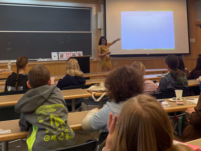 Nadia Lafrenière presenting at Sonia Kovalevsky Math Day