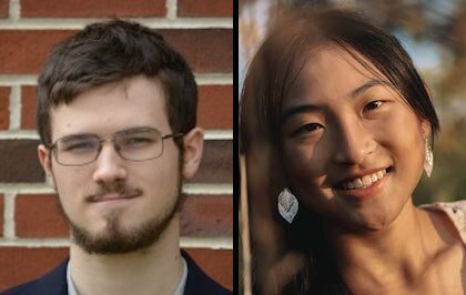 composite photo of 2022 Thayer Prize Exam winners, from left: Matthew Coleman ’25 and Jessica Jiang ’25