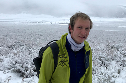 Matthew J. Radosevich ’20 outdoors on a ski trip